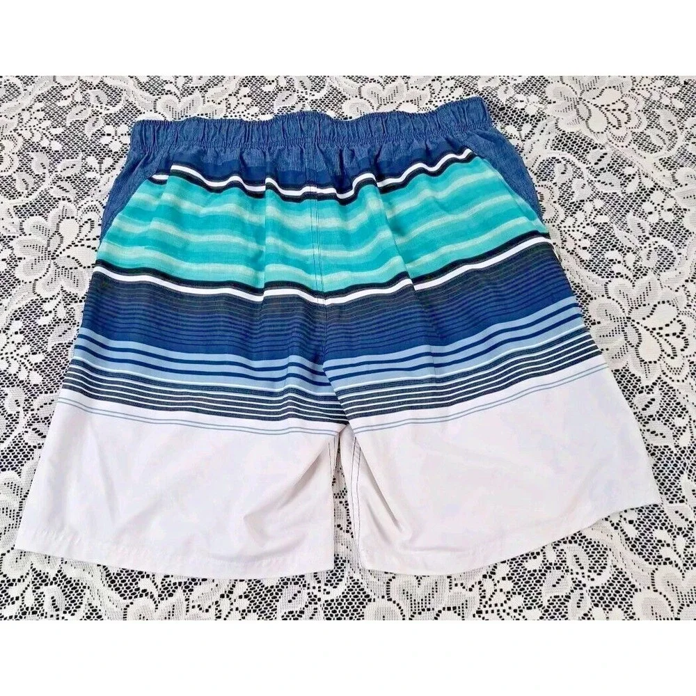 Zeroxposure‎ Swim Shorts Men's XL Lining Pockets Hook & Loop Fly Elastic Waist